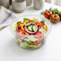 Boîte alimentaire ronde transparente en PET personnalisée en usine avec procédé de thermoformage et logo personnalisé pour l'emballage de salades de fruits et légumes