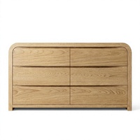 Commode à 6 tiroirs en chêne de style nordique moderne, avec bords arrondis, meuble de rangement pour chambre à coucher, mobilier de maison