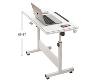 Table basse élévatrice pliable, chambre à coucher, table de chevet simple pour ordinateur portable, bureau 80cm de long, 50cm de large, hauteur réglable 65-87cm