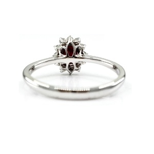Offre exceptionnelle : Bague en or blanc 18 carats avec diamant naturel et pierre de couleur ovale rubis, modèle Simply Flower Diana, pour femme, cadeau - Product Image 3