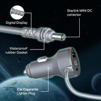 Chargeur de voiture Starlink Mini avec affichage de la tension LED, câble d'alimentation CC étanche IP68 pour camping-car, camion, yacht, 5 m