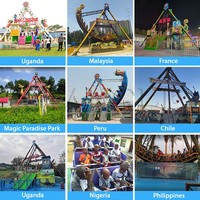 Manège de fête foraine, bateau pirate, balançoire, pour extérieur et intérieur, 32 places, construction en métal et fibre de verre, LED, pour centre commercial, 5x4m