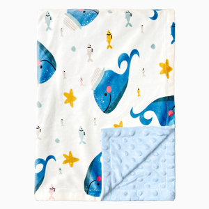 <strong>Blue</strong> Whale Baby Minky Dot <strong>Blanket</strong> Cute Whale Printed Knitted 100% Polyester Super Soft Four Seasons Home Use <strong>Throw</strong> <strong>Blanket</strong> - Product Image 6
