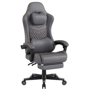 Ergonomische <span class=keywords><strong>Computer</strong></span> Kantoorstoel Grijs Gaming Stoel Met Grote Muismat Verstelbare Pu Lederen Gamer Stoel Met Voetensteun Voor Volwassenen - Product Image 1