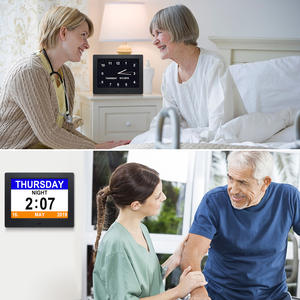 Demans Hastaları için Sesli <span class=keywords><strong>Alarm</strong></span> ve Uzaktan Kumandalı 7 İnç LCD Dünya Saati Dijital Duvar Saati - Product Image 3