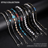 Bracelets pour hommes Xinyashang avec logo personnalisé, en acier inoxydable 316, pierres précieuses naturelles, agate noire, turquoise blanche, perles
