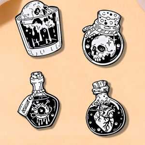 Sming pimleri Punk kafatası emaye Pin kimyasal şişe gözküresi kafatası kalp yaka rozeti korku filmi Metal broş Mini adedi - Product Image 1