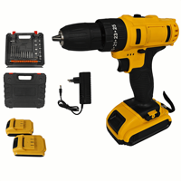 Perceuse sans fil 21V sans clé 10mm à une main avec moteur à balais, kit d'outils 24 pièces, vitesse variable, couple max 30Nm, support OEM/ODM