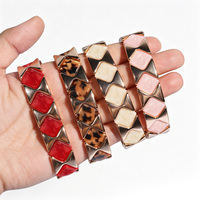 Bracelet en acétate losange avec logo personnalisé, plaqué or rose, plusieurs options de couleurs, bracelet tendance pour femmes