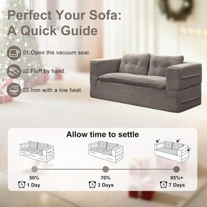 80'' Modern Metal Futon Sofa Bed King Size Foldable Sleeper Sofa Corduroy Boneless Loveseat Couch Chaise <strong>Lounge</strong> 3 Customized - Product Image 6