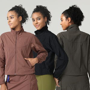 Deportes al aire libre cremallera Chaqueta <span class=keywords><strong>de</strong></span> carrera resistente al <span class=keywords><strong>agua</strong></span> Hiking Windbreaker Chaqueta Mujeres con bolsillo - Product Image 1