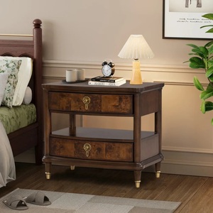 Contemporary Style 1pc Apartment Nightstand Power Outlet <b>Key</b> Knobs Gold <b>Capped</b> Legs Ball Bearing Glide Dark Cherry Finish - Product Image 1