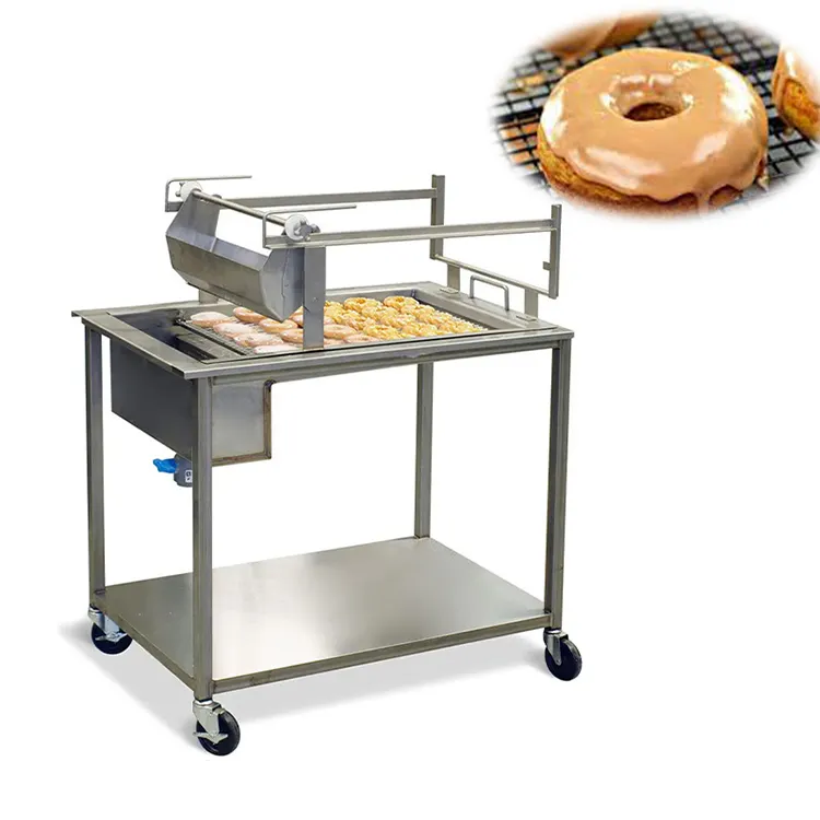 인기있는 도넛 장식 테이블 다른 맛 도넛 초콜릿 글레이징 기계