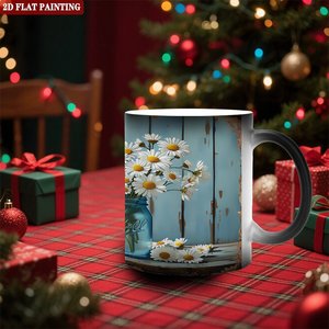Mug en céramique noir givré 11 oz, tasse à changement de couleur activée par la chaleur, cadeau pour le team building - Product Image 2