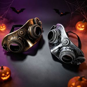 Masque steampunk HLC avec lunettes de protection, masque demi-visage de style mécanique pour Halloween, accessoire de <span class=keywords><strong>costume</strong></span> pour bal masqué et festival cosplay - Product Image 2
