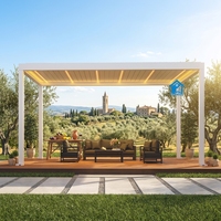 Pergola motorisée Sweet Home en aluminium et PVC, écologique, durable, avec toit rétractable à lames orientables, imperméable, protection UV