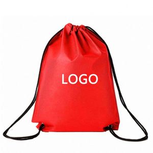 Sac de voyage noir en polyester non tissé, écologique, avec cordon de serrage, petit format, personnalisable avec logo, imperméable, prix usine, offre spéciale - Product Image 1