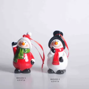 손으로 그린 빈티지 크리스마스 트리 매달려 장식 눈사람 장식품 세트 세라믹 선물 및 공예