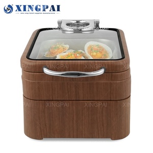 Xingpai อุปกรณ์สำหรับร้านอาหารของโรงแรม Sapele ที่อุ่นอาหารทรงสี่เหลี่ยมผืนผ้าขนาดเล็กสำหรับบุฟเฟต์4L ปรุง<span class=keywords><strong>อาหาร</strong></span>ที่มีฝาแก้ว - Product Image 4