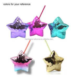 Wholesale custom logo & color plastic wedding party cups PP disco star cups with lids and straw