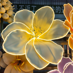 โรงงานตกแต่งกลางคืนในอุดมคติ <span class=keywords><strong>ดอก</strong></span>ไม้ประดิษฐ์ขนาดใหญ่รูป<span class=keywords><strong>ดอก</strong></span><span class=keywords><strong>โบตั๋น</strong></span>และดอกไอริสสไตล์จีน ทำด้วยมือ ทนน้ำ พร้อมไฟประดับ สำหรับตกแต่งภายนอก - Product Image 1
