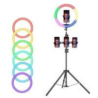 Lumière vidéo LED RGB de 8/10/13 pouces, éblouissante et magnifique, pour diffusion en direct, lumière d'appoint RGB mobile, anneau lumineux RGB pour photographie