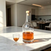 Bouteille de vin en verre transparent sur mesure, corps rond, base lourde, col étroit et long, vente en gros