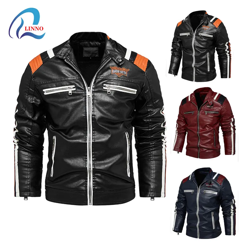 New arrival men stand collar autumn and winter high quality fashion coat motorcycle leather jacket for cool guys