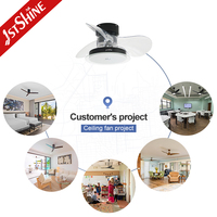 Ventilateur de plafond avec lumière 1stshine, nouvelle version compacte, haute efficacité, commande vocale, qualité professionnelle, modes été/hiver, assistant intelligent