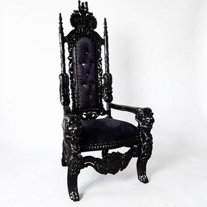 Chaise de trône à dossier haut de luxe sculptée du roi lion antique chaise de loisirs en velours noir pour salon meubles de maison à usage général - Product Image 1