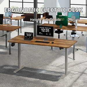 Wholesale Electric Height Adjustable Standing <b>Desk</b> | Rustic <b>Solid</b> <b>Wood</b> Top Sit Stand Office Table | Jodhpur Furniture Export - Product Image 2