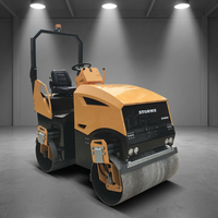 Mini-compacteur routier vibrant à double tambour de 1 à 2 tonnes, système entièrement hydraulique, faible consommation, excellent rendement