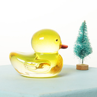 Figuras de Pato Amarillo de Cristal, Coleccionables, Figura de Animal de Vidrio para Decoración de Mesa y Hogar, Artículo de Decoración, Pisapapeles