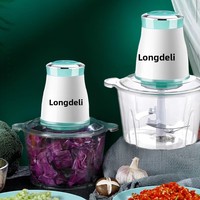 Hachoir à viande électrique domestique 2L XL-032 en plastique, mini hachoir à ail, 4 lames, réglages ajustables, outil haute vitesse