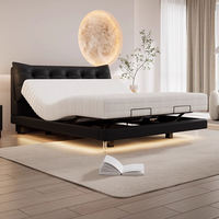 Sommier de lit intelligent moderne avec massage et lumières LED |   Système de sommeil à gravité zéro avec recharge sans fil |   Lit rembourré à commande vocale pour chambre à coucher
