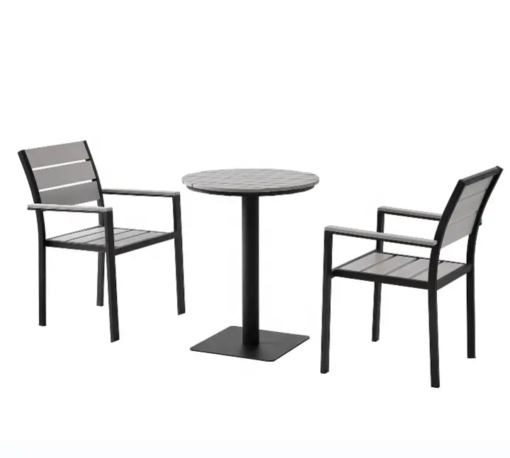 Moderne Coffeeshop Restaurant Plastic Houten Stoelen Tuinmeubilair Terrasstoelen En Tafelset