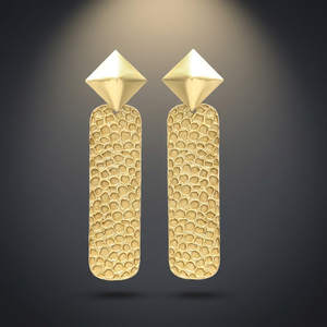 Juego de pendientes de diseño único con forma de arquitectura hermosa chapada en oro, pendientes colgantes de diseño cuadrado pequeño - Product Image 2
