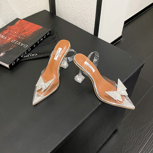 Sandalias de Mujer con Pedrería, Sandalias Transparentes de PVC con Tacón Alto, Sandalias Gladiador de Verano, Zapatos para Fiesta o Baile de Graduación - Product Image 2