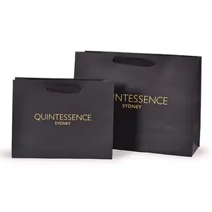 Customized take away fashion black luxury shopping gift shopping bag black kraft Black card paper bag