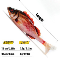 Leurre souple en PVC imprimé en 3D, saumon, 9 cm, lot de 4, appât artificiel sans hameçons, équipement de pêche pour bar, persée, pêche en mer, pêche en bateau