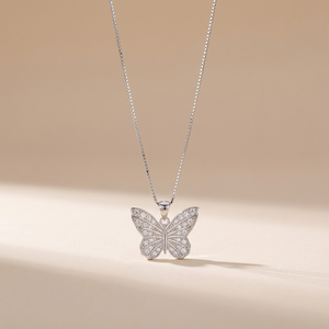 Collar de Plata de Ley 925 con Colgante de Mariposa con Diamantes, Chapado en Rodio, Joyería para Mujer, Superventas - Product Image 4
