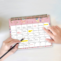 Calendrier de bureau personnalisé 12 mois, calendrier mural à spirale, pages détachables, planificateur mensuel, calendrier de table avec notes