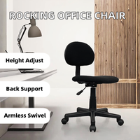 Chaise de bureau exécutive moderne noire sans accoudoirs, réglable, avec support lombaire, en tissu, pour usage domestique