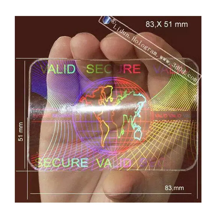 Holograma de seguridad de laminación de tarjeta de identificación con etiqueta de impresión UV