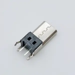 מיקרו USB סוג B3.1 נקבה שקע V8 מחבר סוג הלחמה בציפוי זהב עם 2P פינים 10 מ""מ-15 מ""מ מגע נחושת עבור PCB