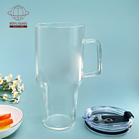 Mug en verre borosilicate réutilisable de 32 oz/1000 ml, avec poignée, sans BPA, compatible lave-vaisselle et micro-ondes, style classique pour un usage domestique