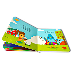 Livres musicaux éducatifs interactifs de haute qualité, imprimés sur mesure, avec fonction tactile et sons de dessins animés, en carton, pour enfants - Product Image 3