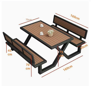 Table <span class=keywords><strong>de</strong></span> pique-nique rectangulaire blanche en <span class=keywords><strong>plastique</strong></span> et bois, robuste, pour l'extérieur, ensemble <span class=keywords><strong>de</strong></span> repas emboîtable pour <span class=keywords><strong>jardin</strong></span>, complexe hôtelier, cour arrière - Product Image 5