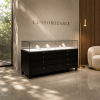 Vitrine de présentation de bijoux en bois verrouillable sur mesure avec éclairage LED pour centre commercial, vente en gros