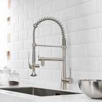 Fournisseur chinois double pôle sortie d'eau LED lumière printemps robinet de cuisine